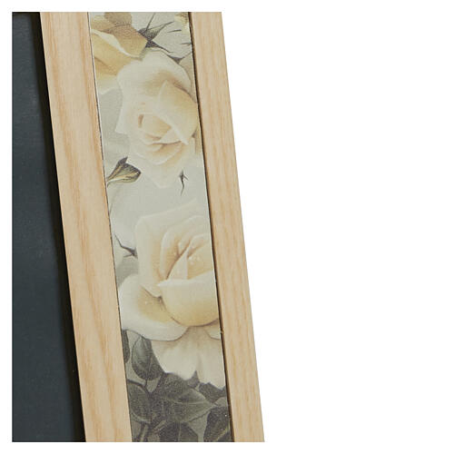 Porta-retrato linha Dona em madeira de freixo com painel em couro decoração rosas foto 15x10 cm 2