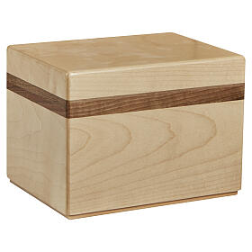 Dona range "Semper" cremation urn in maple with Italian walnut inlay, 7x10x8 in