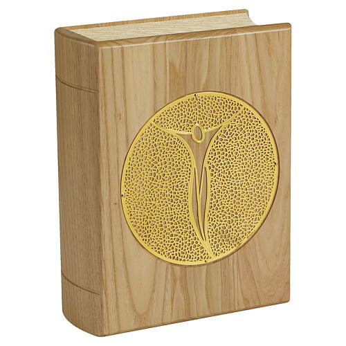 Urna cineraria libro legno castagno linea Unica inserto INRI 30x25x10 cm 1