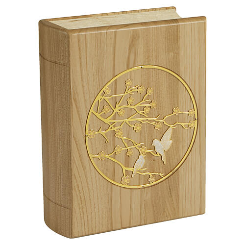 Urna cineraria Pace linea Unica libro legno castagno 30x25x10 cm 1