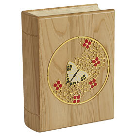 Farfalle book-shaped cinerary urn, Unica line, chestnut wood, 12x10x5 in