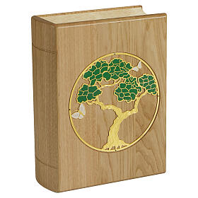 Bonsai book-shaped cinerary urn, Unica line, chestnut wood, 12x10x5 in