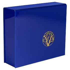 Ascheurne Blau Modell Case aus Acrylglas mit Olivenbaum-Motiv 25 × 30 × 10 cm