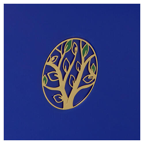 Urna cinerária azul mod. Case em acrílico com inserto oliveira 25x30x10 cm 2