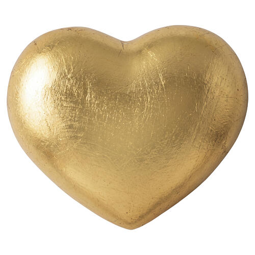 Gold Heart Cremation Urn in Linden Val Gardena Wood 1