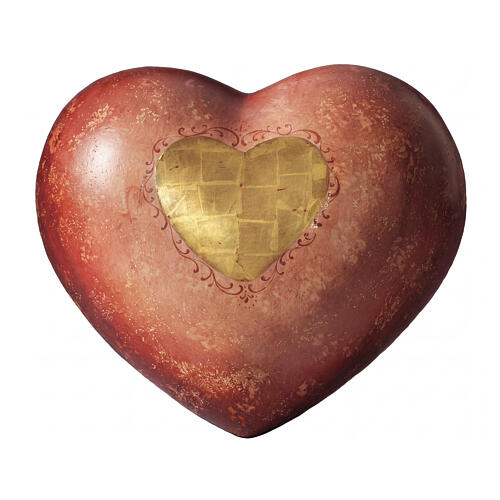 Urne cinéraire « Cuore rosso » décor en or 24K bois de tilleul du Val Gardena 1