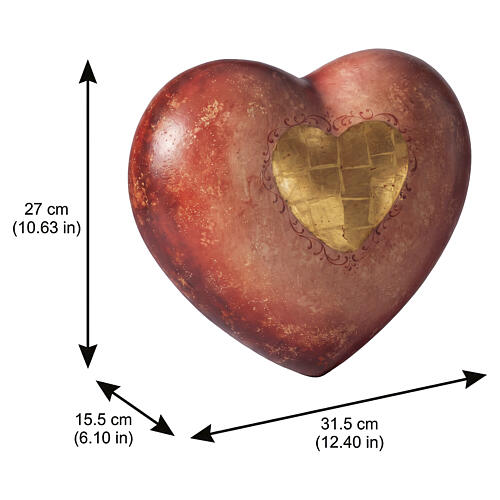 Urna cinéraria «Cuore rosso» com decoração em ouro de 24 quilates em madeira de tília do Val Gardena 3