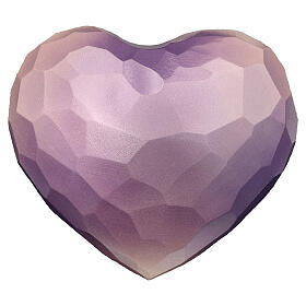 Val Gardena faceted purple heart-shaped linden wood cremation urn