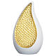 "Lacrima" cremation urn in white limewood with gold finish, Val Gardena s1