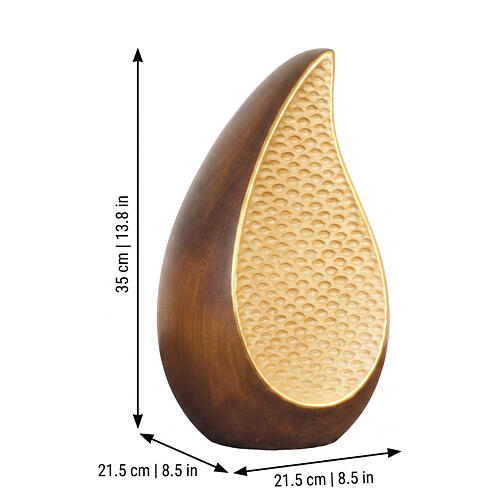 Lacrima cremation urn in burnished two-tone limewood, Val Gardena 3