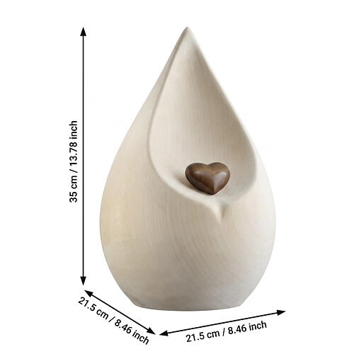 Lacrima cremation urn in limewood with burnished heart, Val Gardena 3
