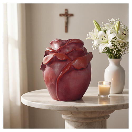Cremation urn "Rosa rossa", limewood, Val Gardena 2