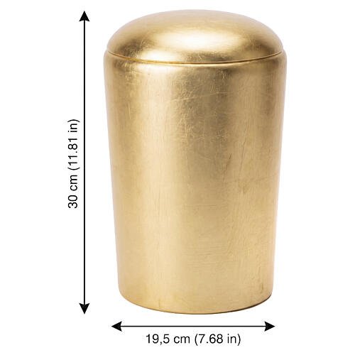Val Gardena cylindrical cremation urn in gilded limewood, from the Speranza range 3