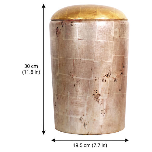 Val Gardena Speranza range limewood urn with 24-carat gold and silver leaf decoration 3