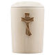 Limewood cremation urn, Val Gardena "Speranza" line, with burnished cross s1