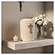 Limewood cremation urn, Val Gardena "Speranza" line, with burnished cross s2