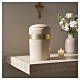 Speranza line cinerary urn in limewood with gold band, Val Gardena s2