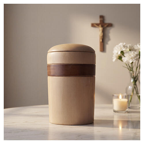Two-tone Val Gardena "Speranza" line Swiss stone pine urn 2
