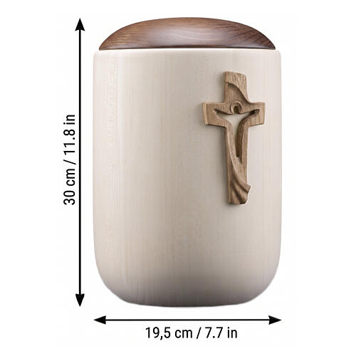 Urne cinéraire Croix de la Paix en bois de tilleul bicolore gamme Luce Val Gardena 3