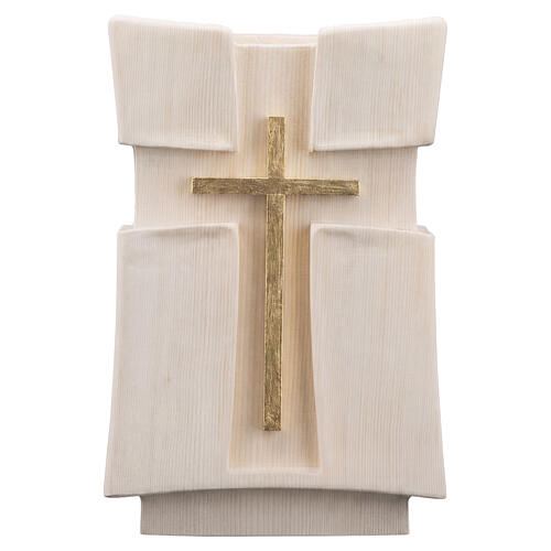Cross-line cremation urn in Val Gardena Swiss pine wood 1