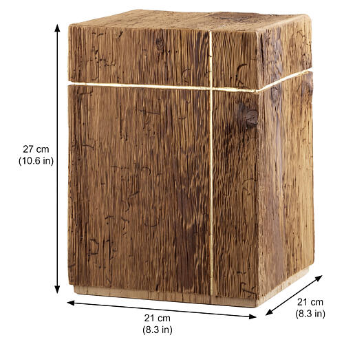 Silenzio larch wood cremation urn from Val Gardena with cross 3