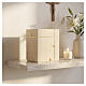 Val Gardena cremation urn, Silenzio line, Swiss stone pine wood with gold cross s2