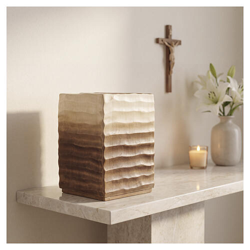 Onda line two-tone limewood cinerary urn, Val Gardena 2