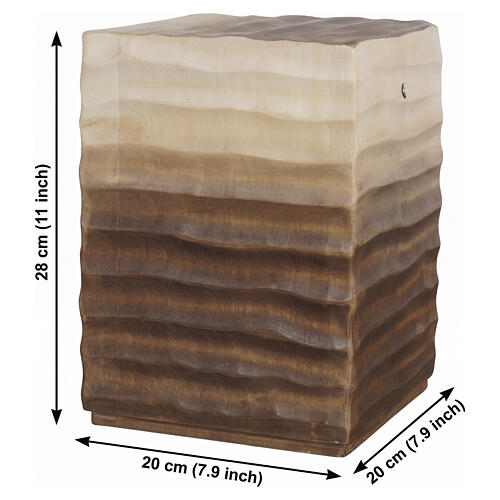 Onda line two-tone limewood cinerary urn, Val Gardena 3