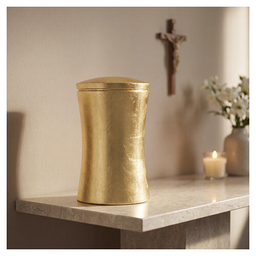 Gloria line gilded limewood cinerary urn, Val Gardena 2