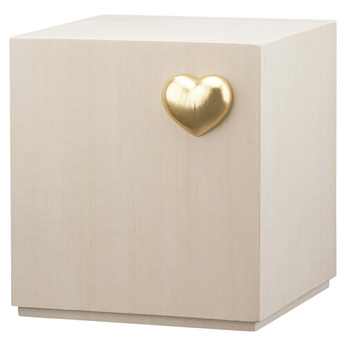 Urne cinéraire Cubo cœur doré en bois de tilleul du Val Gardena 4