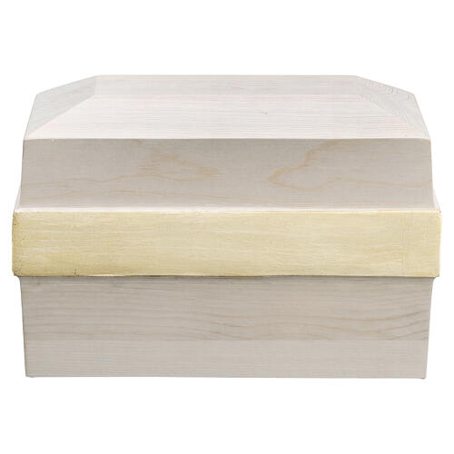 Cremation Urn in Val Gardena Spruce Wood with Gold Decoration, Memory Line 1