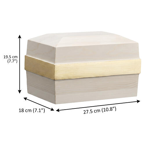 Cremation Urn in Val Gardena Spruce Wood with Gold Decoration, Memory Line 3