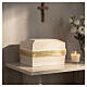 Cremation Urn in Val Gardena Spruce Wood with Gold Decoration, Memory Line s2