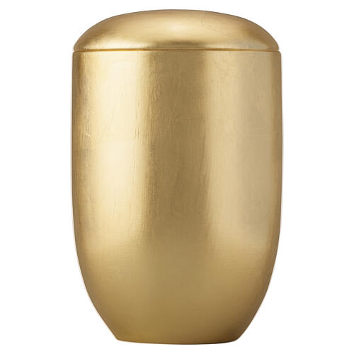 Keepsake cremation urn, Val Gardena linden wood, gilded finish, Pace line 1
