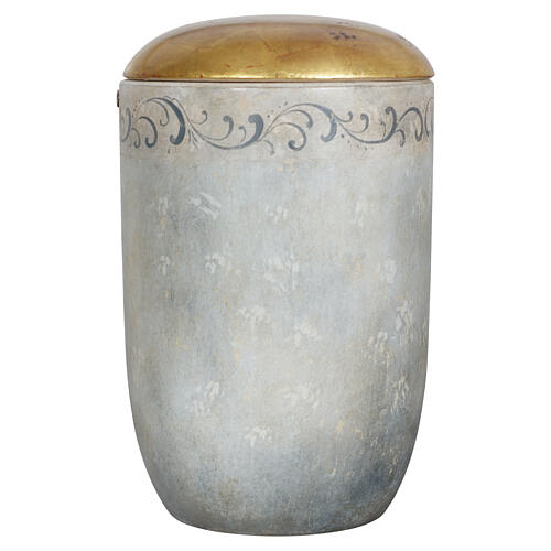 Cremation urn, Pace line, Val Gardena linden wood, 24kt gold decoration 1