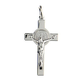 Kreuz Heilig Benedictus Medaille Silber glaenzend
