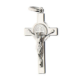 Kreuz Heilig Benedictus Medaille Silber glaenzend