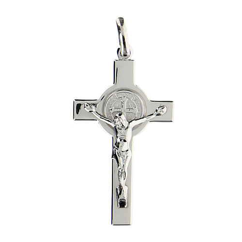 Kreuz Heilig Benedictus Medaille Silber glaenzend 1