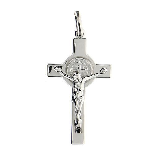 Croce Di San Benedetto In Oro 18KT Con Diamante: Pendente Prezioso 4x2 Cm (Holyart)