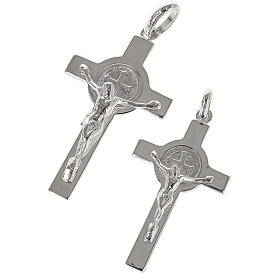 Pingentes, Cruzes, Broches, Correntes: Cruz São Bento pingente prata brilhante Pingentes, Cruzes, Broches, Correntes: Cruz São Bento pingente prata brilhante