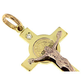 Croix de St. Benoît pendentif or et diamant