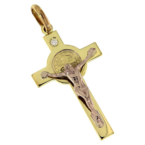 Croix de St. Benoît pendentif or et diamant 4