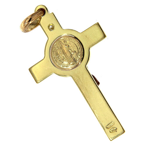 Croix de St. Benoît pendentif or et diamant 7