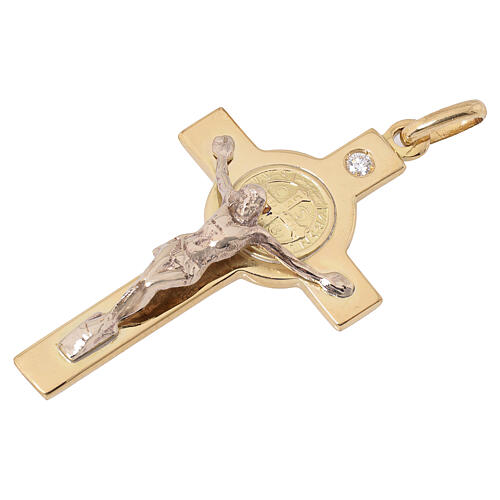 Croix de St. Benoît pendentif or et diamant 3