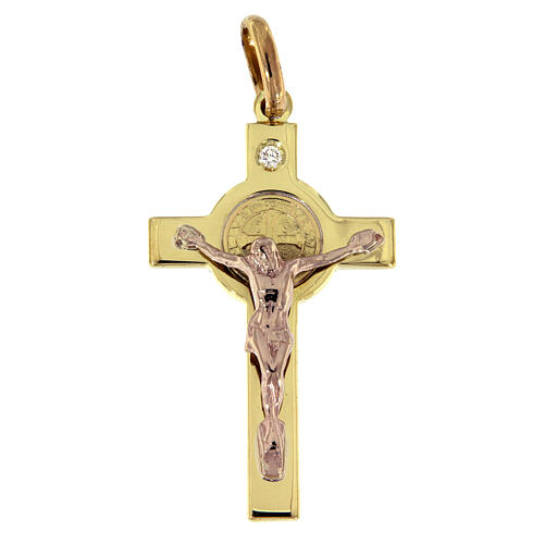 Krzyżyk Świętego Benedykta zawieszka złoto i diament 1