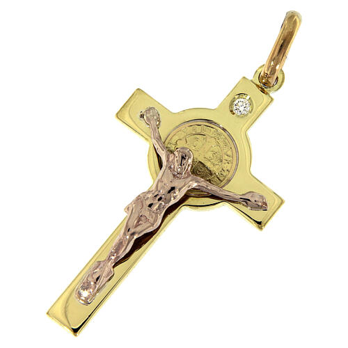 Krzyżyk Świętego Benedykta zawieszka złoto i diament 3
