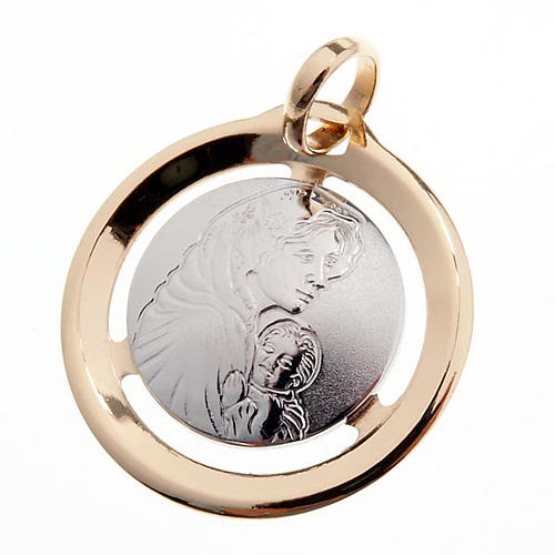 Mary with baby 18k white and yellow gold medal 1