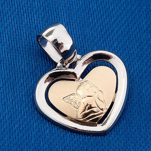Gold heart shaped pendant with Raffaello's angel - 0,90 gr 3