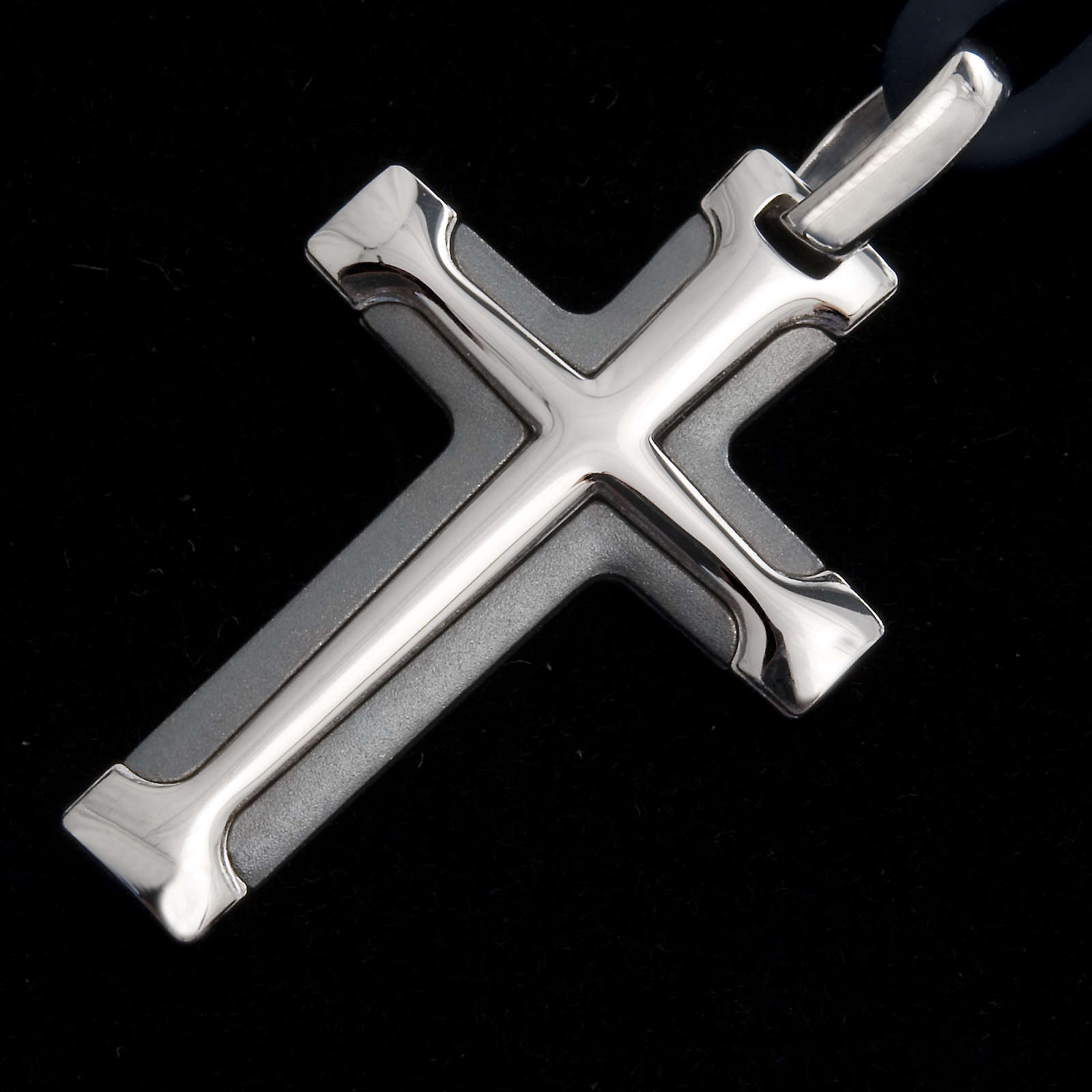 Two tone sterling silver cross pendant online sales on HOLYART.co.uk