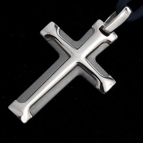 Two tone sterling silver cross pendant 2